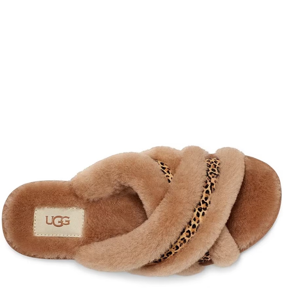 UGG scuffita speckles slippers. Chestnut color. Cheetah print. Size 8. Brand new
